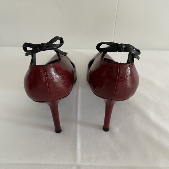 Richard Tyler Cherry Red,  Pointed high Heels, US size 8  made in Italy Bow - Picture 7 of 14